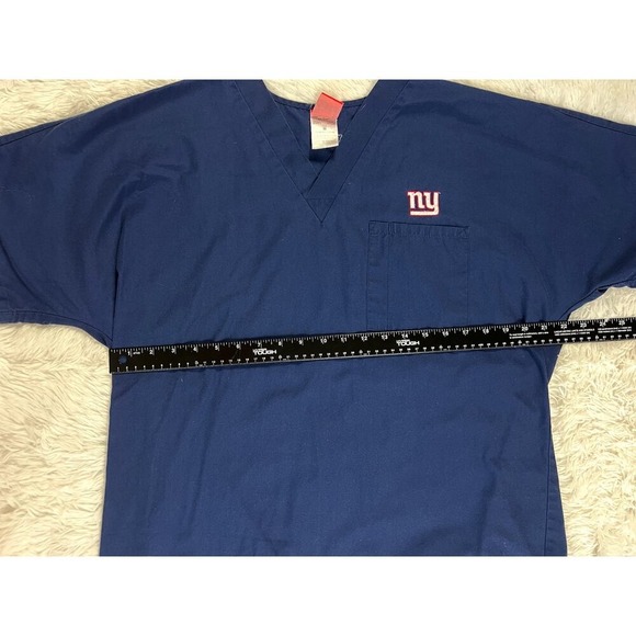 NY Giants V Neck Scrub Top Navy Blue Womens Size M Short Sleeve NFL - Picture 4 of 5
